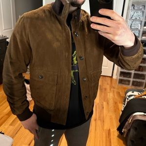 Mango Men Brown Suede Leather Jacket